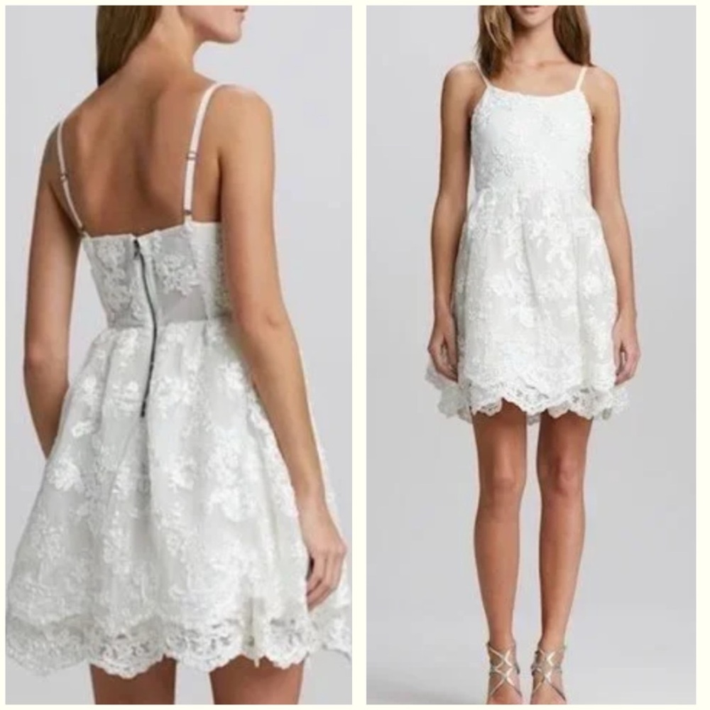 Alice + Olivia $547 Size 2 Lace Overlay Dress Strappy Babydoll Engagement NWT